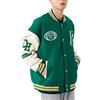 ORANDESIGNE Giacca Baseball in Pelle Scamosciata Uomo College Varsity Jacket Lettera Ricamo Donna Varsity Cappotto Unisex Jacket Motociclista Giubbotto Coppia Primavera Autunno E Verde L