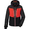 killtec Giacca da sci da uomo/giacca funzionale con cappuccio rimovibile e paraneve KSW 56 MN SKI JCKT, nero/rosso, M, 38710-000