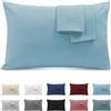 Poligino Federe Cuscini Letto Matrimoniale 40x70cm, Set 2 Federe Oeko-TEX in Premium Microfibra 110GSM con Invisibile Cerniera, Morbida e Traspirante, Ipoallergenica - Azzurro