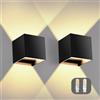 OOWOLF 2 Pezzi Applique da Parete Esterno LED Lampada da Parete Interno Moderno Nero, 3000K Bianco Caldo IP65 Impermeabile Lampade Muro Quadrata G9 Lampadina Sostituibile- per Ingresso,Bagno,Corridoio