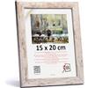 3-B Cornice Portafoto HIT - Bianco Rustico (Invecchiato Otticamente) - 15 x 20 cm - Cornice in Legno Con Vetro Acrilico