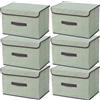 NCRGB Scatole Portaoggetti in Tessuto,Scatole Portaoggetti Scatole per Armadio con Coperchio Set,Pieghevole,Contenitore per Armadio,Vestiti,Armadi (36×23×24cm/6pack, Verde)