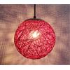 THisga Moderna rotonda Rattan lampada a sospensione Lampadario creativo palla colorata design del soffitto Hanging Luce Sala da pranzo appesi lampadario E27 Camera da letto for bambini,Rosso