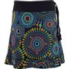 GURU SHOP Guru-Shop, Mini Gonna Ricamata, Gonna Boho Chic, Mandala retrò, Nero/Blu, Cotone, Dimensione Indumenti:L/XL (42), Gonne/Short