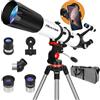 MEEZAA Telescopio, Telescopio Astronomico Professionale Potente per Adulti, 90 mm Apertura 800 mm AZ Mount Telescopi Rifrattori Portatile per Bambini e Principianti per Osservare la Luna e Pianeti