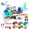 Anby families Giocattolo per Bambini 3 -5 Anni, 19 in 1 Trasportatore di Aerei Aeroplani, Camion, Regalo per Ragazzi