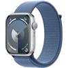 APPLE Watch Series 9 GPS, Cassa 45 mm in alluminio argento con Sport Loop blu inverno
