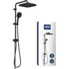 GROHE Vitalio Comfort 250 Flex - Sistema doccia con deviatore (soffione doccia quadrato da 25 cm a 2 getti, doccetta da 11 cm a 2 getti, 2 flessibili doccia, risparmio idrico), nero opaco, 266982431