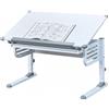 Dmora Scrivania regolabile in altezza con ripiano inclinabile, in metallo bianco, cm 110x68x55-78