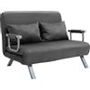 HOMCOM Divano Letto Singolo in Similpelle e Acciaio con Seduta Regolabile in 5 Posizioni, 105x80x78 cm, Grigio|Aosom