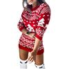 Huyghdfb - Abito da donna a maglia con fiocco di neve, a maniche lunghe, mini maglione Rosso S