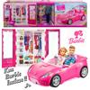 Mattel Barbie-Macchina Auto Cabrio + Armadio dei Sogni con 2 Bambole Barbi + Ken 3+