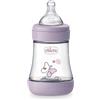 Chicco Perfect 5 Biberon Anticolica 150 ml, Flusso Lento 0 Mesi + con Tettarella in Morbido Silicone, Biofunzionale con Intui-flow System, Rosa