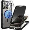 seacosmo Cover per iPhone 15 Pro Privacy Magnetica, Compatibile con Magsafe, Antispy Schermo Integrata in Vetro Temperato, Protezione Fotocamera, Custodia 360 Gradi Antishock Fronte Retro - Nero