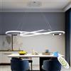 Qiaomao Lampada a Sospensione Lampada da Tavolo da Pranzo, 57W Lampadario LED Dimmerabile Plafoniera Con Telecomando, Doppio 8 design surround Soggiorno Lampada, Regolabile Altezza Cucina Lampadari, Cromato