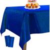 PartyWoo Tovaglia Foil Blu, 2 PEZZI Tovaglia Iridescente a Pois, 137 x 274 cm/ 54 x 108 Pollici Tovaglia Rettangolare Lavabile per Tavolo da 6 a 8 Piedi, Tovaglia per Compleanno, Matrimonio