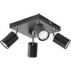 Miratic Lampada da soffitto nero lampada da soffitto cucina corridoio soffitto verniciato a polvere 4 x 50 W sorgente luminosa: GU10 IP20 (lampadine non incluse) (nero)