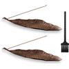 LLMtn 2 Pezzi Rame Colore Ncenso Titolare Foglie di Metallo, Bruciatore di Incenso Ash Catcher, Cenere Adatto per Bastoncini di Incenso, Ideale per L'interior Design Meditazione Yoga