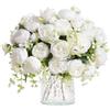 Hobyhoon 4 mazzi di peonie artificiali per decorazione, rose finte, bouquet di fiori finti in seta realistica al tatto, fiori artificiali per vasi, decorazioni per la casa di nozze (bianco)