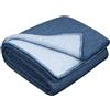 LYHome Coperta Lana - Pura e Calda Copriletto per Divano Letto Singolo, Plaid Invernale Autunnale, Coperte da Viaggio Esterni Campeggio Militare Esercito (150x215 cm, Blu Chiaro - Blu Doppio lato)