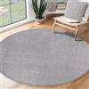 The Carpet, Relax - Tappeto moderno a pelo corto, con fondo antiscivolo, lavabile fino a 30 gradi, super morbido, effetto pelliccia, 200 x 200 cm, colore: grigio, rotondo