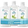 Omia, Fisio Shampoo Trattante con Olio di Melaleuca, Per Capelli Fini e Fragili, Fortificante, Ristrutturante, Shampoo Lavaggi Frequenti, Senza Siliconi e SLES, 3 Flaconi da 200 ml