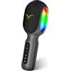 StageSound Microfono karaoke con Bluetooth, microfono a mano con funzione cancello vocale, suono HD ed effetti di luce LED, funzione registrazione, connessione FM/AUX, 4 modalità di voce, per adulti e