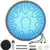 Musfunny Tamburo lingua in acciaio 15 note: tamburo in acciaio da 30,5 cm in re maggiore con bacchette custodia copridita - Handpan per adulti educazione musicale meditazione strumenti musicali a