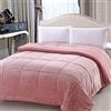 Corredocasa Piumone/Piumino Trapunta Coral Tinta Unita Caldo Double Face Vellutata Cinigliata Soffice Morbida Moderno Durevole Ideale per Casa Letto Famiglia Made in Italy(Singolo, Rosa)