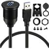 CGEAMDY USB Cavo per Montaggio a Filo Pannello Cruscotto, USB 3.0 Porte Presa Doppia Jack Collegamento Prolunga Impermeabile, Montaggio Maschio Femmina, Camion Auto Barca Motocicletta(2m)