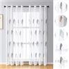 BYSURE Set di 2 tende ricamate con occhielli, in voile, motivo floreale, 140 x 145 cm, colore: grigio