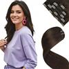 LaaVoo Extension Clip Capelli Veri, Castano Scuro, 40cm 80g, Capelli Naturali, Volume Istantaneo, per Feste e Cerimonie, 5pcs Colore 2