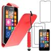 ebestStar - Cover Compatibile con Nokia Lumia 630 Custodia Protezione Pelle PU Risvolto Verticale + Mini Penna +3 Pellicole plastica, Rosso