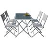 I Giardini del Re Set pranzo Astro pieghevole acciaio bianco tavolo con vetro e sedie da giardino