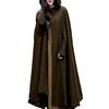 TRIGLICOLEUM Mantello in lana con cappuccio da donna, vintage, tinta unita, poncho per Halloween, costume da trench leggero, antivento, giacca aperta sul davanti, cardigan, abbigliamento medievale, autunno inverno