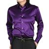 Oanviso Camicie da Uomo Casual Camicie di Raso Estive Maglietta Maniche Lunghe Festa Palla Camicia Elegante Lusso Maglie Slim Fit Shirts Lucido Camicia in Raso Moda A Viola L
