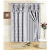 All American Collection Set di 4 drappeggi con mantovana e velato con 2 fermatende inclusi (lunghezza 160 cm, grigio)