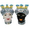 VERUS Teste di moro in ceramica Caltagirone Verus Floreale Blu Donna-Uomo cm 42