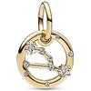 PANDORA Pendente Moments con segno zodiacale del Toro placcato in oro 14 k con zirconi cubici trasparenti