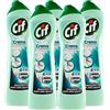Cif 5x Cif Detergente in Crema con Candeggina e Microparticelle - 5 Flaconi da 500 ml
