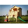 TIMBELA Casetta per bambini in legno con scivolo - Casetta giocattolo per bambini - L175xL146xA212cm/ 1,1m2 - Casetta da gioco da esterno - Casetta da giardino Timbela M550A