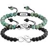 COAI Bracciali di Coppia Infinito Amore con Perline di Onice Opaco e Turchese Africano