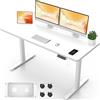Flamaker Scrivania regolabile in altezza, tavolo intero 140 x 60 cm, scrivania regolabile in altezza, elettrica con controllo memoria, promemoria sedentario e ricarica USB (bianco)