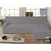 BIANCHERIAWEB Copridivano Genius con Penisola Chaise Longue Modello Swing Colore Grigio Sassi Destra Grigio