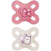 MAM Original Start Succhietto 0-2 Mesi (Set da 2), Ciuccio MAM 0-2 mesi con tettarella ortodontica in silicone, Kit da 2 accessori neonato con porta ciuccio sterilizzatore, Rosa/Neutro