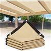 BeerMmay Beige 90% Rete Telo Ombra, 2x2m 3x4m 4x6m 5x5m 6x12m 7x8m 9x10m Panno Ombreggiante Resistente Ai Raggi UV Vela Ombreggiante, Tenda da Sole Privacy con Occhielli (Size : 5x5m(16x16ft))