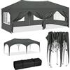 WOLTU Gazebo Pieghevole da Giardino, Gazebo Impermeabile Pop Up da 3x6m con Pannelli Laterali, Tendone da Esterno, Altezza Regolabile, Protezione UV, con Custodia Grigio