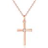 GAVU Collana da Donna in Argento 925 Placcato Oro Rosa con Ciondolo Croce Cristiana con Diamante Cristallo di Cubic Zirconia, Collana Crocifisso da Donna Cresima Comunione