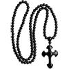 COAI Collana 108 Perle Mala in Ossidiana con Pendente Croce, Collana Pendente Unisex
