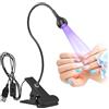 AISEELY Lampada UV per Unghie, Mini Lampada UV LED Unghie Professionale, 3W Lampada Unghie per Gel con Clip con 360° Testa Regolabile e Alimentazione USB Adatto per Manicure Accessori per Unghie Nero